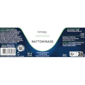 Nattokinase à haute activité enzymatique ≥ 20 000 FU/g - Origine végétale issue Fèves de Soja Non-OGM - 100 mg / 60 Gélules v