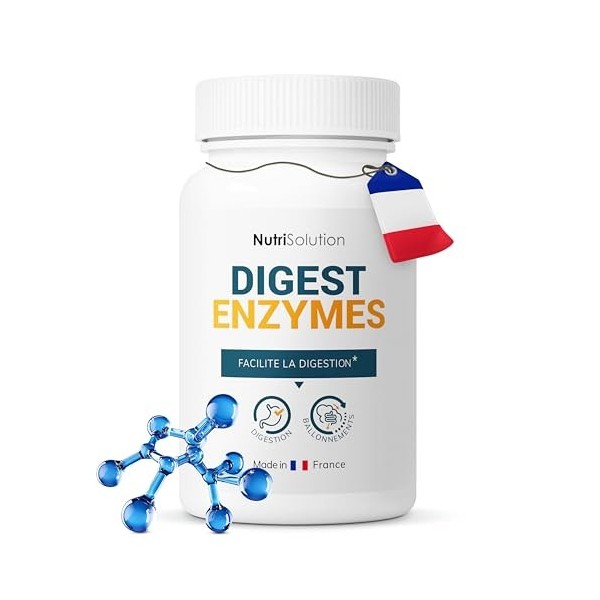Digest Enzymes : Soutien Digestif Complet - Mélange de 7 Enzymes pour la Digestion des Protéines, Graisses, Glucides et Fibre