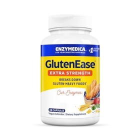 Enzymedica, GlutenEase Extra Strength, Enzymes Digestives, 60 Capsules végétaliennes, Haute Dosé, Testé en Laboratoire, Végét