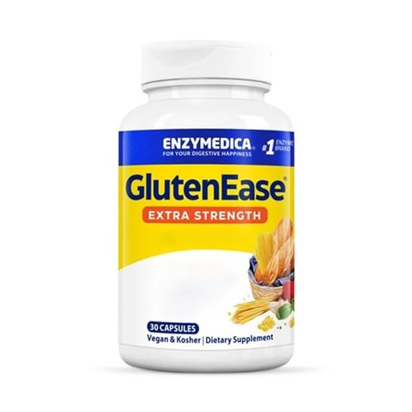 Enzymedica, GlutenEase Extra Strength, Enzymes Digestives, 30 Capsules végétaliennes, Hautement Dosé, Testé en Laboratoire, V