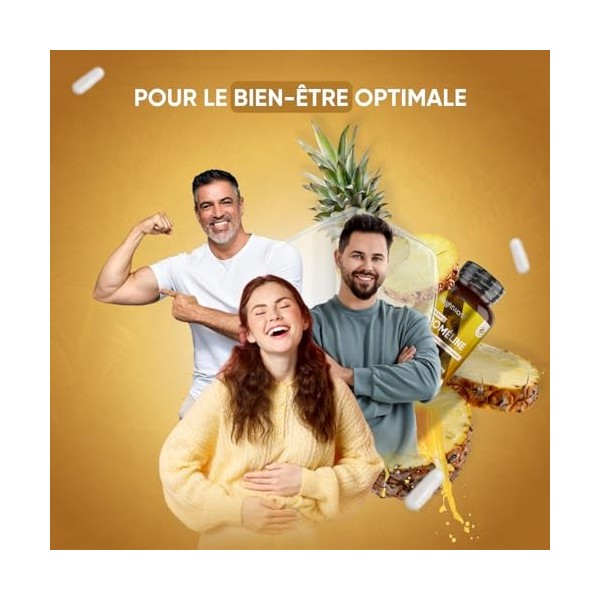 Bromelaine Gélules 650 mg 2500 UDG/g , Cure de 6 Mois, 180 Gélules Avec Enzymes Digestives Dérivée De La Tige DAnanas, Vega