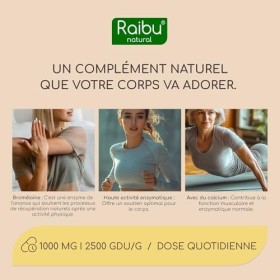 Raibu Bromélaïne Pure I 1000 mg 2.500 GDU/G I 150 Gélules gastro-résistantes I Enzymes Digestives I Extrait Naturel dAnana