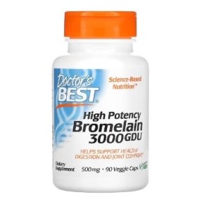 Doctors Best Bromélaïne Haute Puissance 3000 GDU, 500mg - 90 gélules - Digestion Saine