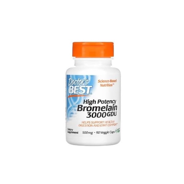 Doctors Best Bromélaïne Haute Puissance 3000 GDU, 500mg - 90 gélules - Digestion Saine