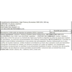 Doctors Best Bromélaïne Haute Puissance 3000 GDU, 500mg - 90 gélules - Digestion Saine
