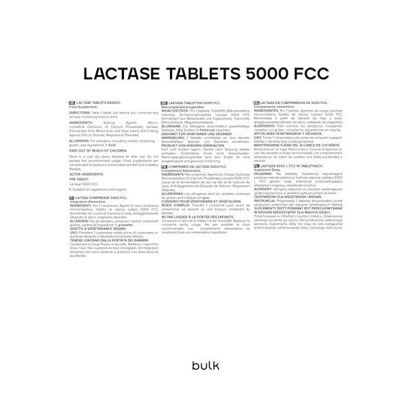 Bulk Comprimés denzyme lactase pure, 5000 FCC, paquet de 270, lemballage peut varier