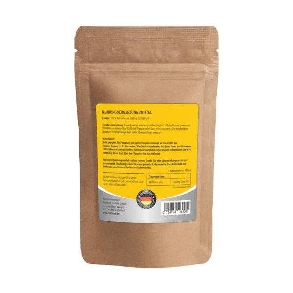 Nattokinase Poudre de 100 g - 2 000 000 FU - Haute biodisponibilité - Sans stéarate de magnésium - Sans K1 K2 - Avec certific