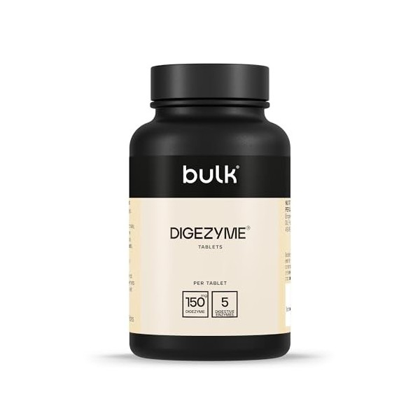 Bulk Comprimés Pure Dige Zyme, enzymes digestives, 150 mg, paquet de 90, lemballage peut varier