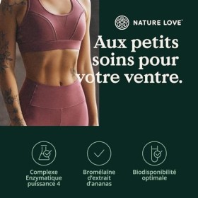 NATURE LOVE® Complexe Enzymatique - 120 gélules - avec lipase, α-amylase | et bromélaïne, rutine, cellulase, inuline - enzyme