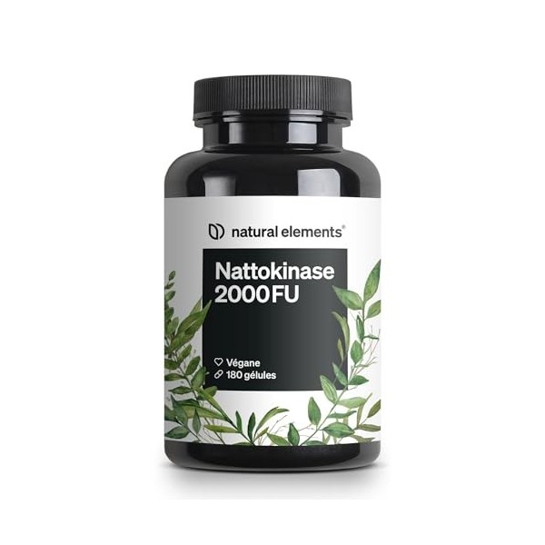 Nattokinase – 180 gélules hautement dosées de 100 mg 20 000 FU/g chacune – natto issu de soja sans OGM – végane, sans addit