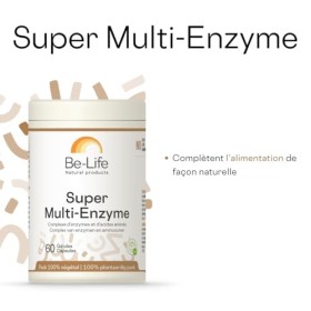 BE-LIFE | Super Multi-Enzyme | Complément alimentaire | Stimule la digestion | Confort digestif | Bromélaïne, papaïne, taurin