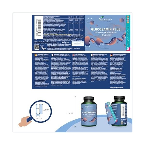 Glucosamine 1000 mg | Avec Chondroïtine Vegan, MSM, Boswellia | Unique : Le Seul Végétalien | Douleurs Articulaires | 120 Gél