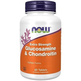 Now Foods Extra Strength Glucosamine & Chondroïtine, 60 Comprimés, Testés en Laboratoire, Sans Soja, Sans Gluten, Sans OGM