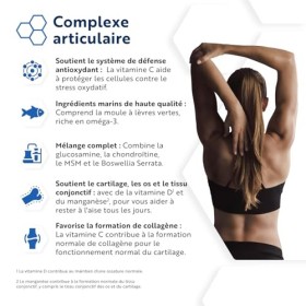 Glucosamine Chondroïtine Complexe avec Vitamin D - MSM + Vitamine C et Manganèse - 180 Tablette pour 6 Mois - Complement Alim