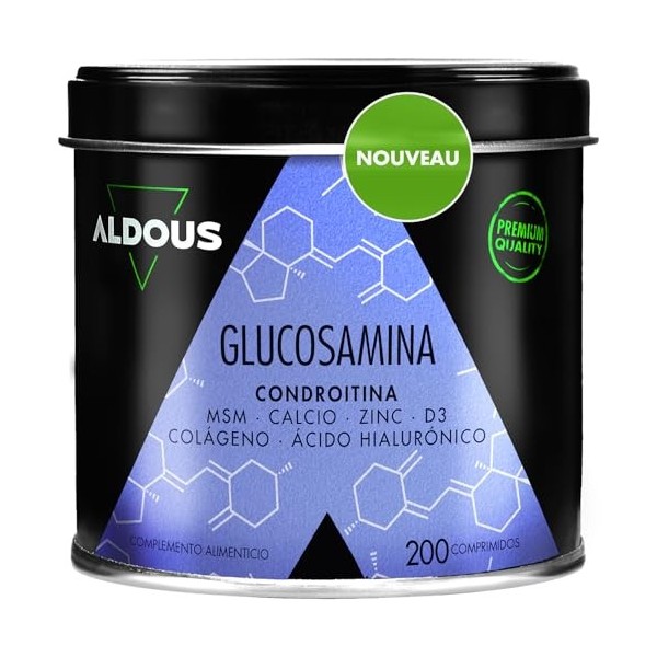 Glucosamine Chondroïtine MSM - 200 comprimés - Collagène, Acide Hyaluronique, Zinc, Calcium et Vitamine D3 - Anti-inflammatoi