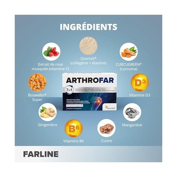 Boswellia serrata gélules - Glucosamine Chondroïtine, Curcuma, Collagène, Vitamine C, Extrait de Gingembre, Vitamine B6, D3, 