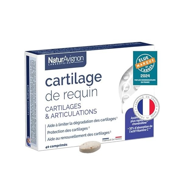 Laboratoire NaturAvignon Cartilage de Requin | Confort articulaire et protection des cartilages | 3 brevets | Enrichi en Vita