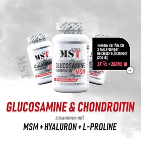 GLUCOSAMINE - CHONDROITIN - MSM + Hyaluronsäure + L-Proline | 90 Tabletten | MST NUTRITION BERLIN |