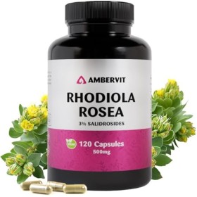Rhodiola Rosea 500 mg - 120 Gélules - Extrait de Racine Titré à 3% en Salidroside | Vegan, Sans agents de remplissage artific