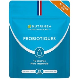 Probiotique Flore Intestinale – Avec Prébiotiques – Equilibre de la Flore Intestinale – 10 Souches – 10 Milliards d’UFC par G