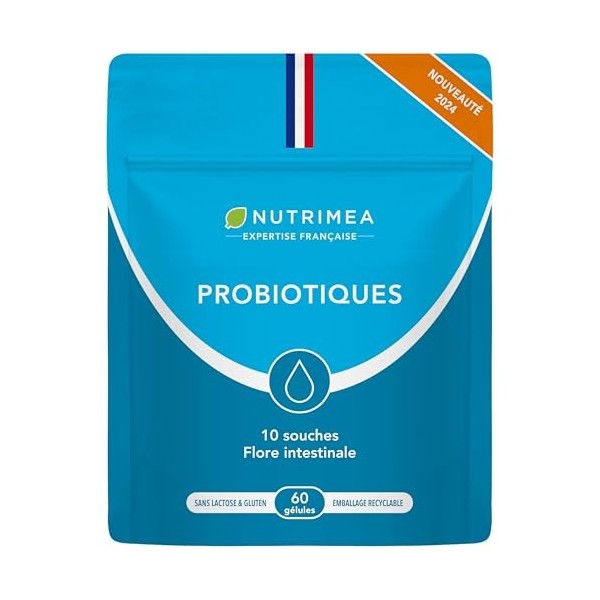 Probiotique Flore Intestinale – Avec Prébiotiques – Equilibre de la Flore Intestinale – 10 Souches – 10 Milliards d’UFC par G