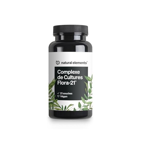 Complexe de cultures Flora 21® – 21 souches de bactéries + inuline bio – 60 capsules gastro-résistantes – Testé en laboratoir
