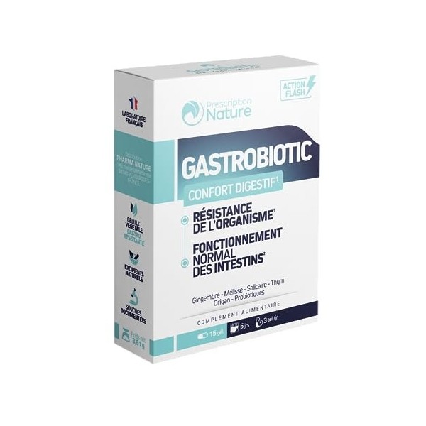 Prescription Nature - GASTROBIOTIC - Complément Alimentaire Probiotique - Saccharomyces Boulardii - Gélule Végétale, Souche D