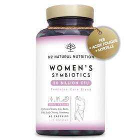 Probiotique Flore Intime et Flore Intestinale 50 Milliards UFC avec Fer, Cranberry et Acide Folique. Santé Digestive, Vagin