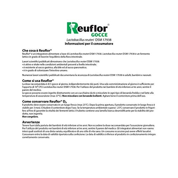 Reuflor® Gouttes de 5 ML | Complément Alimentaire à Base de ferments Latex Vivants | Utile pour favoriser léquilibre de la F