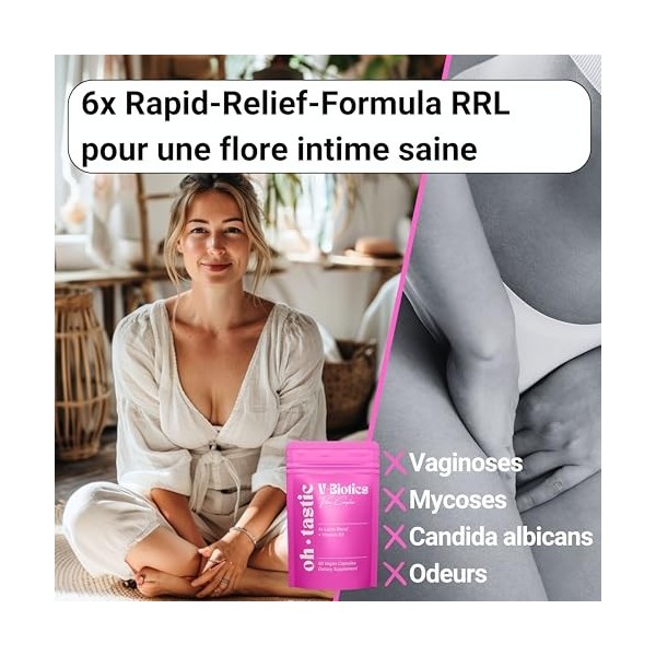 ohtastic V-Biotics Vaginal Probiotics - Probiotique flore intime, Bactéries lactiques pour le vagin contre la vaginose bactér