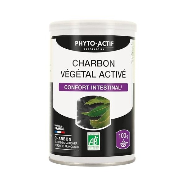PHYTO-ACTIF | Charbon Végétal Activé Bio | Complément alimentaire Digestion |Réduit lexcès de flatulence | Aide à réduire le