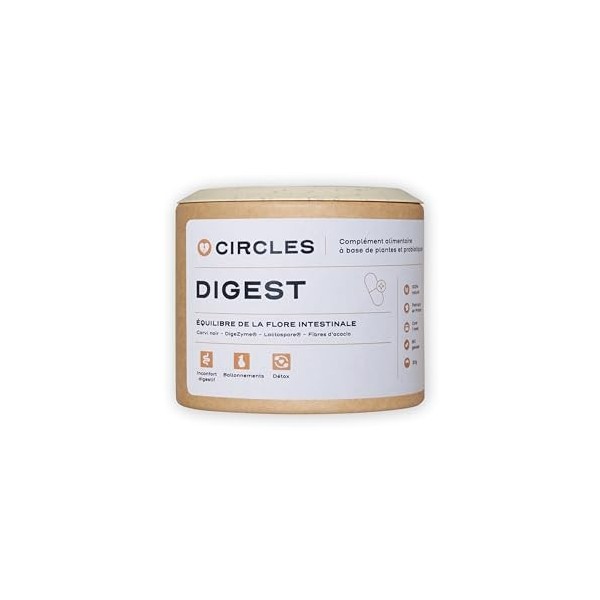 Circles DIGEST - Équilibre de la flore intestinale - Complément Alimentaire à base de plantes et probiotiques - Inconfort dig