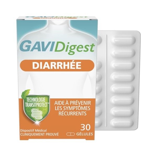 GAVIDigest Diarrhée, 30 gélules, sans gluten, sans lactose