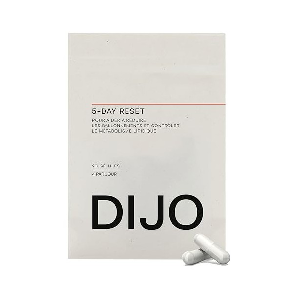 DIJO - 5-Day Reset - Cure Ventre Plat en 5 Jours - Réduit Ballonnements - Formule Unique avec Carvi, Charbon Végétal, Fenouil