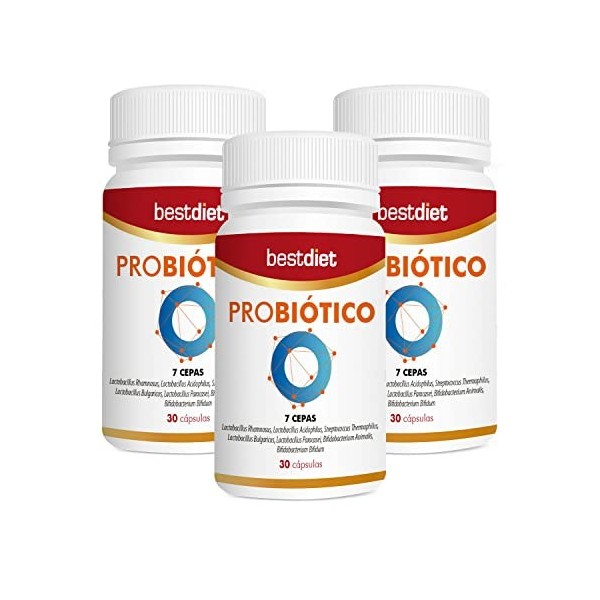 BestDiet - Probiotic : formulé avec le prébiotique FOS et une variété de bifidobactéries et de lactobacilles, protège et renf