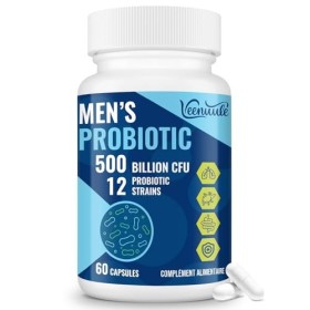 Probiotiques Flore Intestinale Pour Hommes 500 Milliards UFC, 12 Souches Diverses de Probiotiques Pour la Santé Intestinale A
