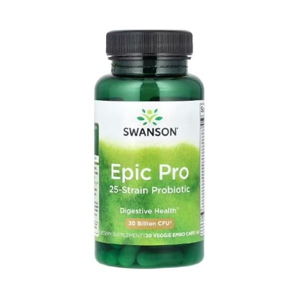 Swanson - Epic Pro 25-Strain Probiotic | Soutient une flore intestinale saine - 30 capsules végétales