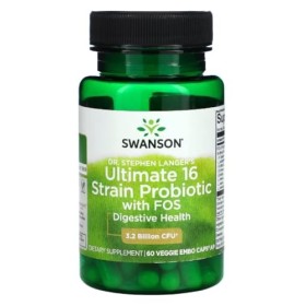 Swanson - Ultimate 16 Strain Probiotic with FOS | Soutient la Santé Intestinale et la Fonction Immunitaire - 60 Capsules