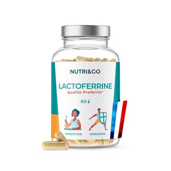 NUTRI & CO Lactoferrine Brevetée Proferrin® - 200mg/gélule - Système Immunitaire & Digestif + Assimilation du Fer - Apolactof