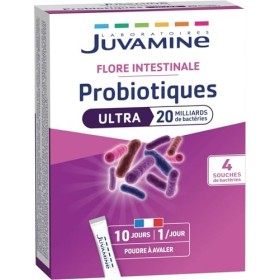 JUVAMINE - Probiotiques Ultra 20 milliards - 10 sticks - Flore Intestinale - Microbiote Intestinal - Programme de 10 jours - 