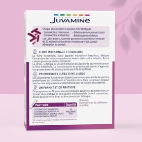 JUVAMINE - Probiotiques Ultra 20 milliards - 10 sticks - Flore Intestinale - Microbiote Intestinal - Programme de 10 jours - 