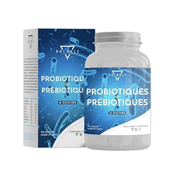 Probiotique Ferments Lactiques - 240 Capsules | Probiotique Flore Intestinale | Spectre Complet de 18 Souches Bactériennes, L