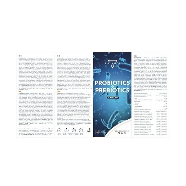 Probiotique Ferments Lactiques - 240 Capsules | Probiotique Flore Intestinale | Spectre Complet de 18 Souches Bactériennes, L