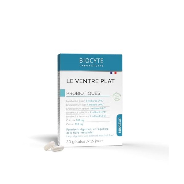 BIOCYTE Le Ventre Plat - Complément Alimentaire Minceur Double Action - Favorise la digestion, Equilibre Flore Intestinale - 