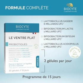 BIOCYTE Le Ventre Plat - Complément Alimentaire Minceur Double Action - Favorise la digestion, Equilibre Flore Intestinale - 