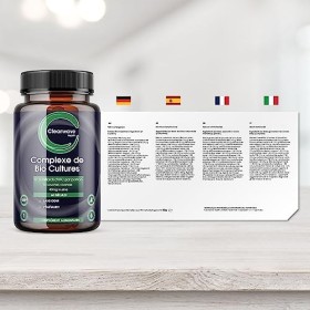 Probiotiques et prébiotiques complexes Bio Cultures - 51,5 milliards dUFC - 15 cultures bactériennes vivantes - 60 capsules 