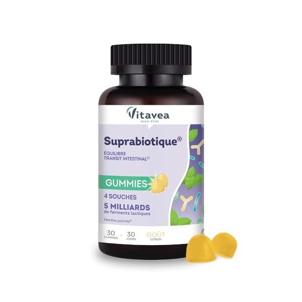 VITAVEA BIEN-ETRE - Gummies Suprabiotique - Probiotique Flore Intestinale - Bien-être intestinal, Transit et Digestion - 4 so