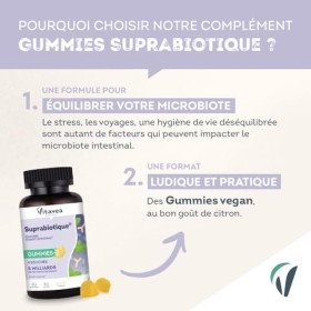 VITAVEA BIEN-ETRE - Gummies Suprabiotique - Probiotique Flore Intestinale - Bien-être intestinal, Transit et Digestion - 4 so
