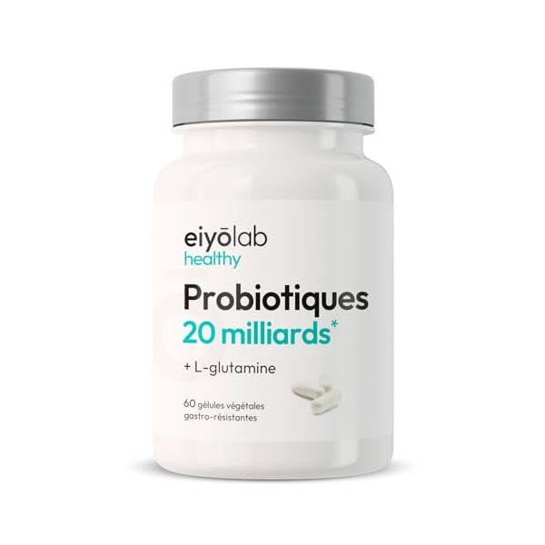 Probiotiques 20 Milliards d’UFC + Glutamine | Flore Intestinale et Cicatrisation de la Muqueuse | Idéal Contre la Perméabilit