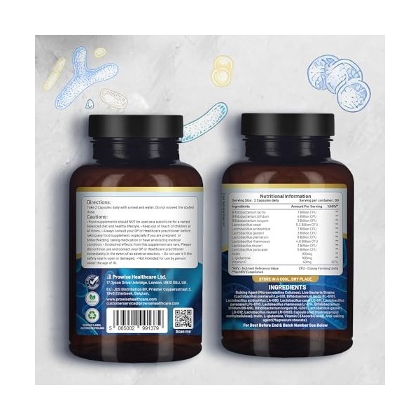 Complexe de probiotiques et prébiotiques Bio Cultures - 50 milliards dUFC - 10 souches de bactéries vivantes - additionnées 